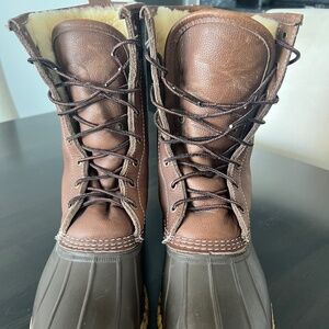L.L. Bean Men’s Leather Rubber Shearling Lined winter duck boots - Size 10
